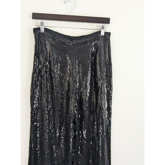 Neiman Marcus Exclusive Black Sequin Wide Leg Pants Sz 8 Formal Evening Party - Picture 5 of 5